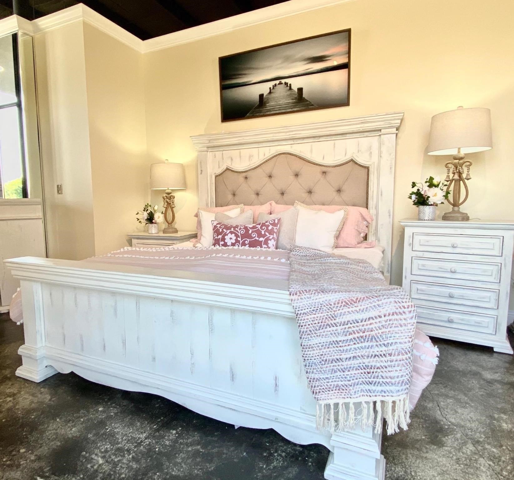 Split Nickel Chalet King Upholstered Bed with Tufted Headboard Dream